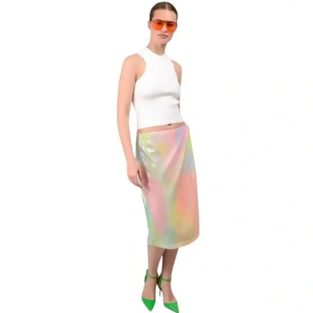 STINE GOYA $460 NWT Arwen 1700 Sequins Fireworks Wrap Midi Skirt Size S